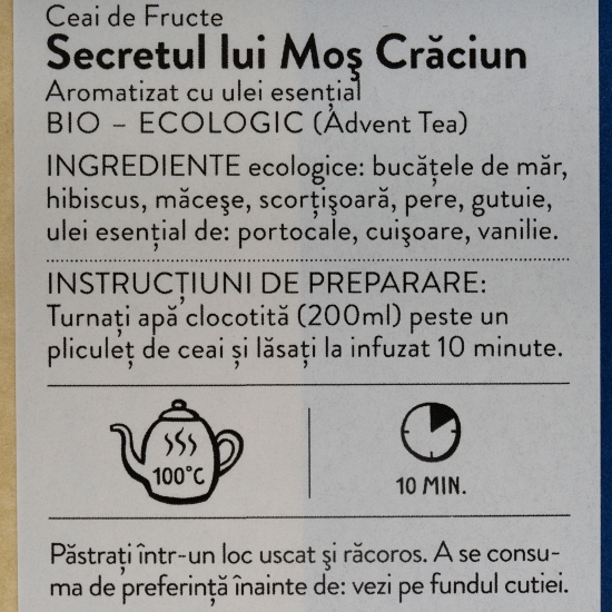 Ceai de fructe eco Secretul lui Moș Crăciun, 18 plicuri