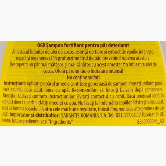 Șampon fortifiant pentru păr deteriorat 385ml
