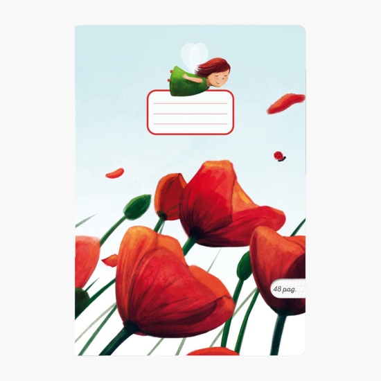 Caiet A5 Poppies tip 1, 24 file, 90g