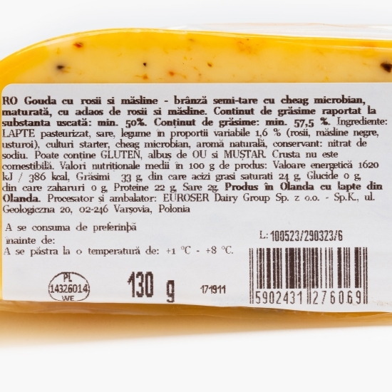 Brânză Gouda cu roșii și măsline 130g