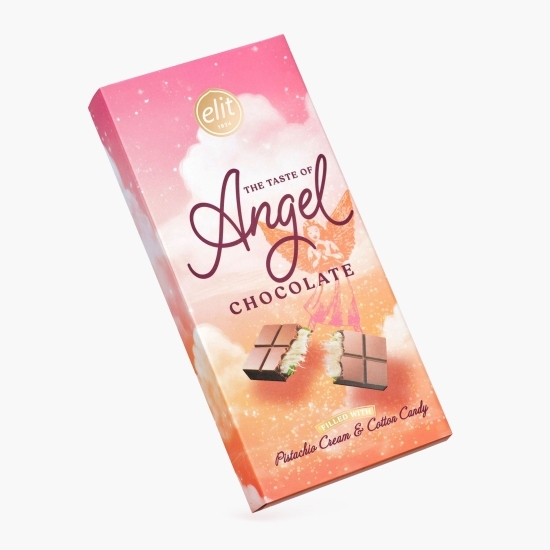 Ciocolată cu lapte, cremă de fistic și vată de zahăr Angel Hair, 85g