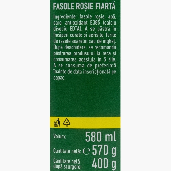 Fasole roșie fiartă 570g