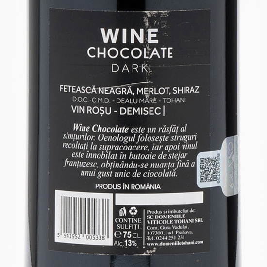 Vin roșu demisec Chocolate Dark, 13%, 0.75l