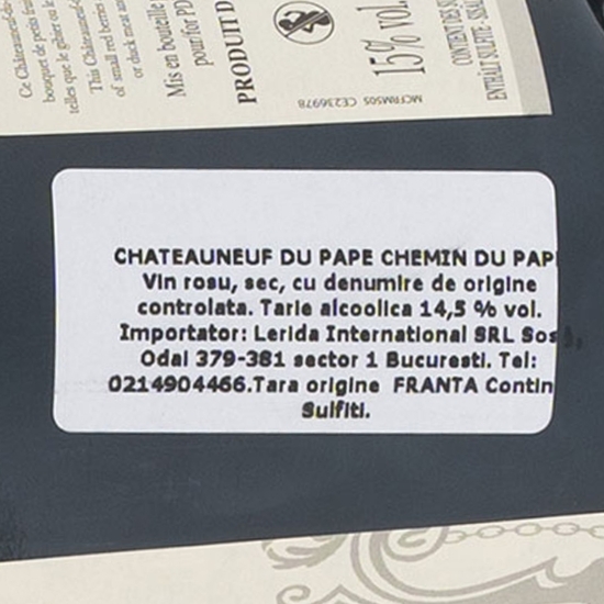 Vin roșu sec Châteauneuf du Pape, 15%, 0.75l
