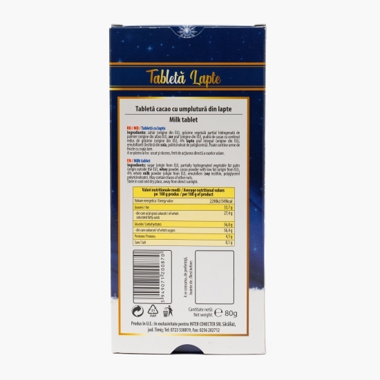 Tabletă de cacao cu cremă de lapte 80g