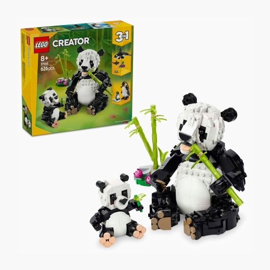 Animale sălbatice: Familia de urși panda, 31165 Creator 3 în 1, 626 piese, +8 ani