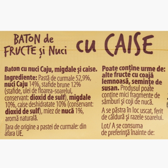 Baton de fructe și nuci cu caise, fără zahăr adăugat 30g