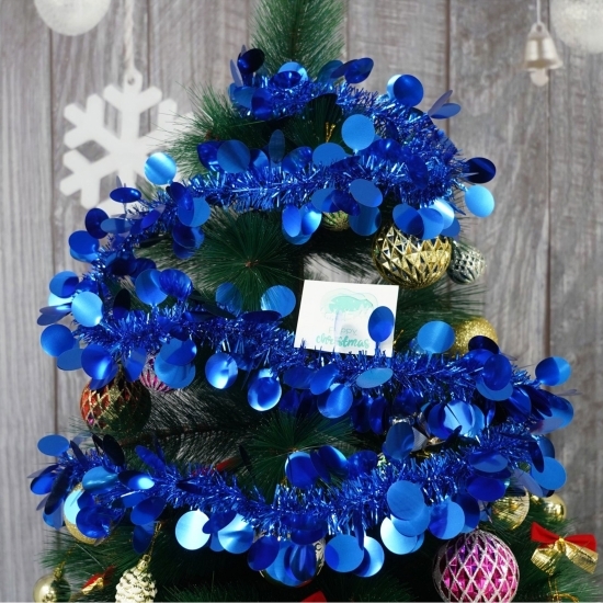 Beteală Crăciun albastră, mărimea: 2m x 11cm
