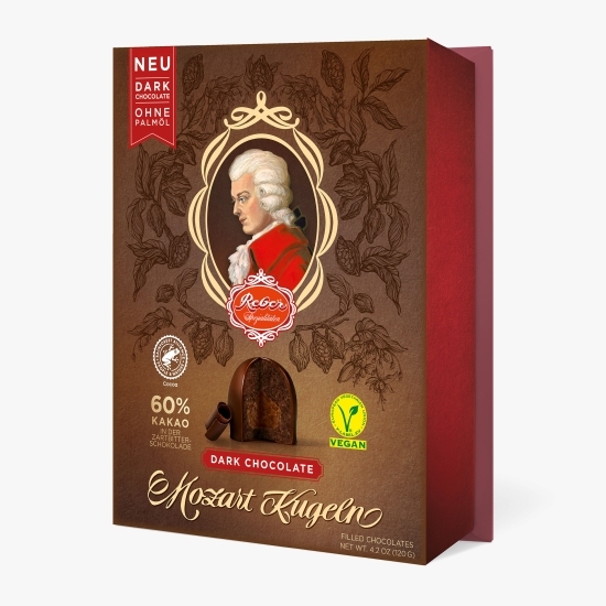 Praline Mozart vegane cu ciocolată neagră 120g