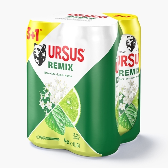 Bere soc, mentă și lime 4x500ml (3+1)