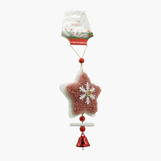 Ornament de brad Stea, din lemn cu broderie, 18cm