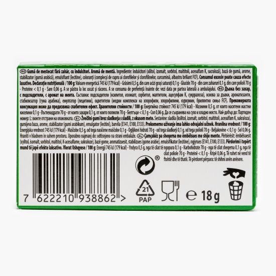 Gumă de mestecat Max aromă mentă, fără zahăr 18g