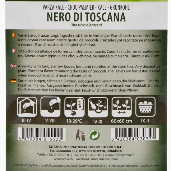 Semințe de varză kale Nero di Toscana 4g