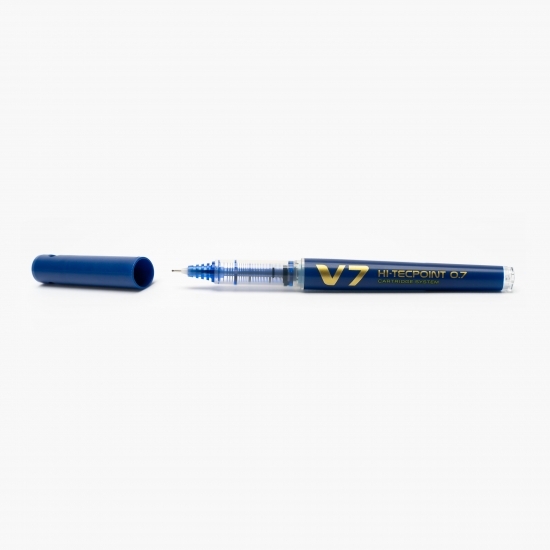 Roller reîncărcabil V5 Hi-Tecpoint, 0.7 mm, vârf mediu, albastru