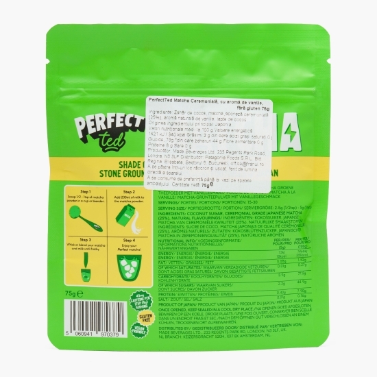 Matcha ceremonială cu aromă de vanilie, fără gluten, 75g