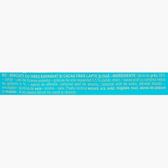Biscuiți cu cacao și orez expandat, fără lapte și ouă 120g