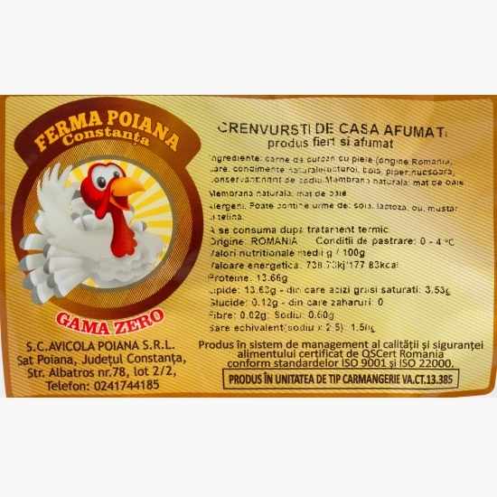 Crenvurști de casă afumați 260g