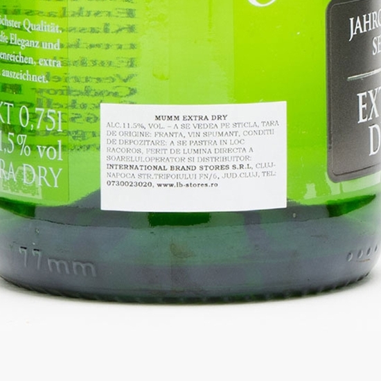 Vin spumant alb extra dry Jahrgangs Sekt, 11.5%, 750ml