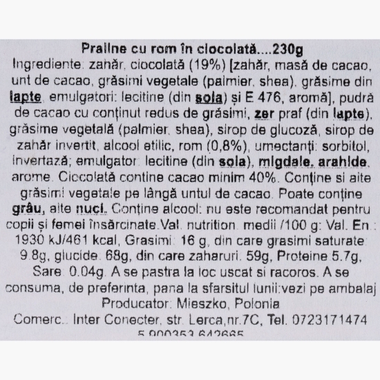 Praline de ciocolată cu rom 230g
