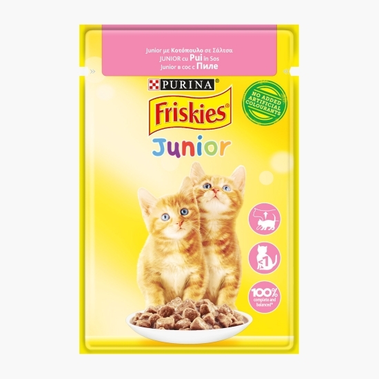 Hrană umedă pentru pisici Junior, 85g, cu pui în sos 