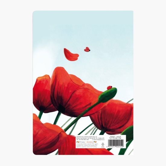 Caiet A5 Poppies Tip 2, 24 file, 90g