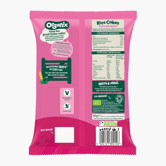 Rondele ecologice din orez cu fructe de vară 7+ luni 40g