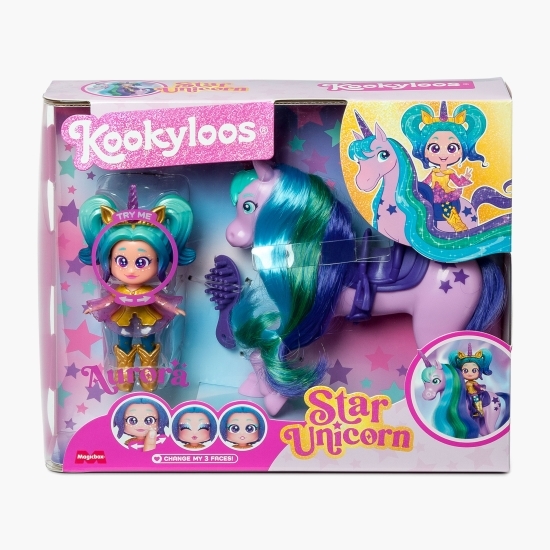 Set de joacă cu păpușă Aurora Star Unicorn KookyLoos