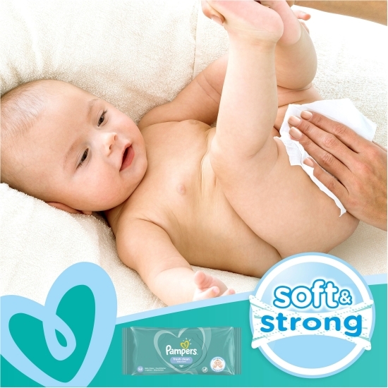 Șervetele umede pentru bebeluși, Fresh Clean baby scent, 52 buc