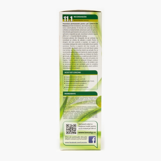 Vopsea permanentă pentru păr Natura 11.1 Blond deschis cenușiu 100ml