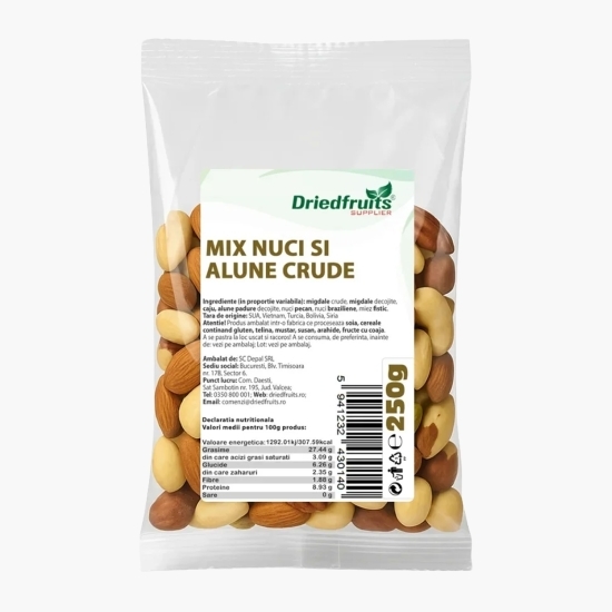 Mix nuci și alune de pădure crude 250g