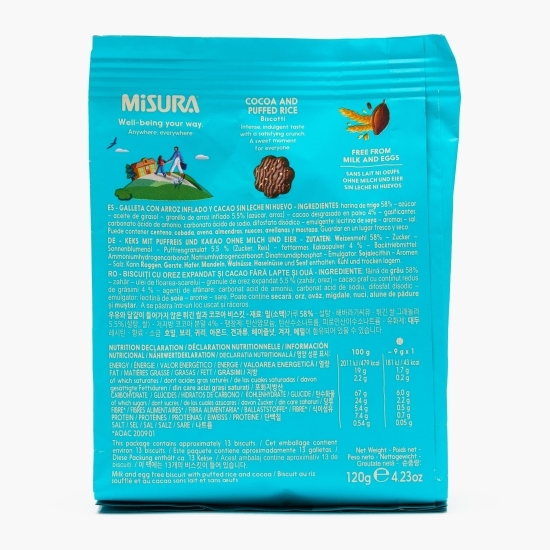 Biscuiți cu cacao și orez expandat, fără lapte și ouă 120g