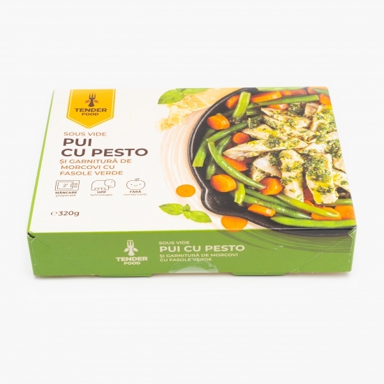 Pui cu pesto, morcovi și fasole verde 320g