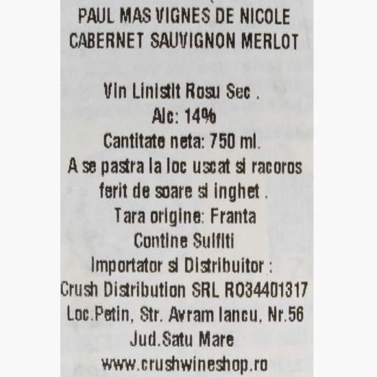 Vin roșu sec Cabernet Sauvignon & Merlot, 14%, 750ml