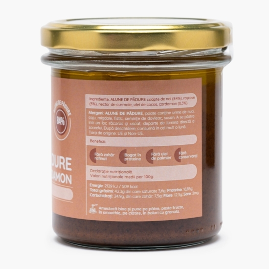 Cremă de alune de pădure cu roșcove și cardamon, fără zahăr, 300g