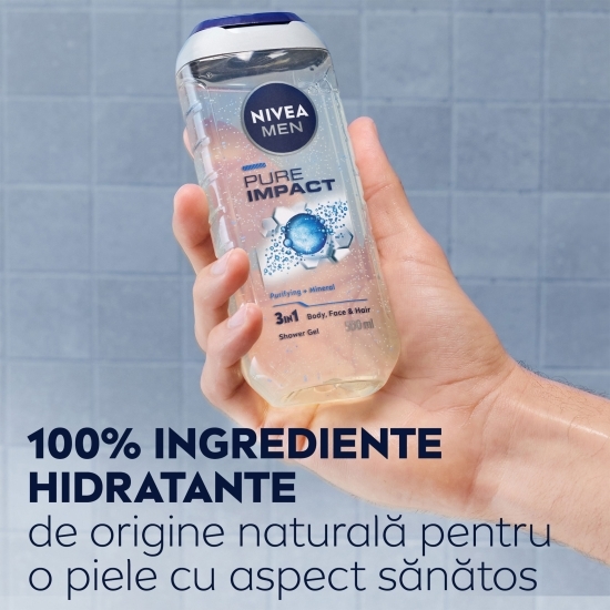 Gel de duș bărbați Pure Impact, 3 în 1, pentru corp, față și păr 0.5l
