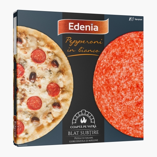 Pizza pepperoni bianco ușor picantă cu blat subțire 380g