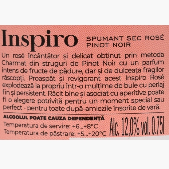 Vin spumant rose sec Pinot Noir Inspiro, 12% 0.75l