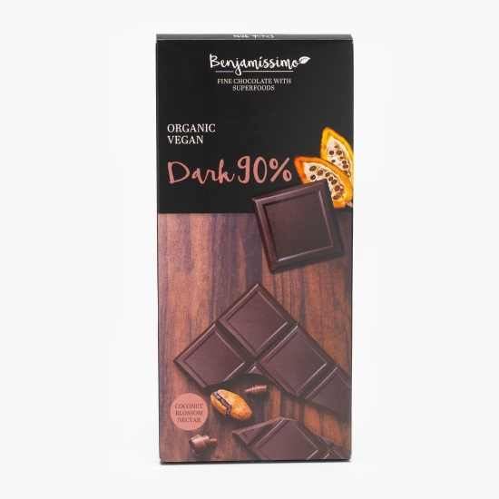 Ciocolată neagră eco vegană cu 90% cacao 70g