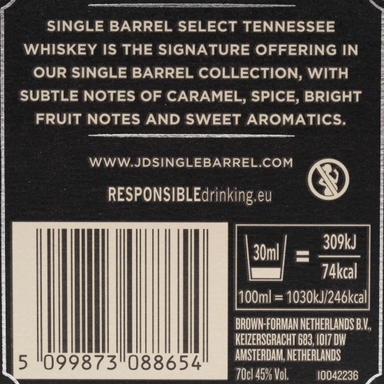 Whiskey Single Barrel 45% alc. 0.7l