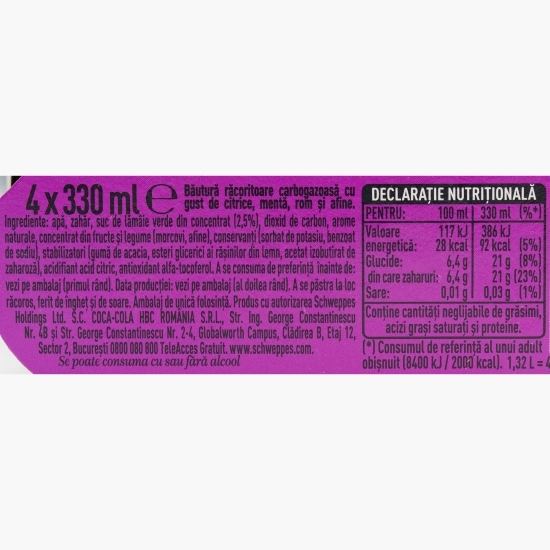 Băutură carbogazoasă Blueberry Mojito doză 4x330ml