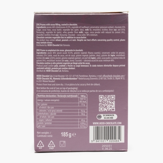 Prune glazurate în ciocolată amăruie 185g