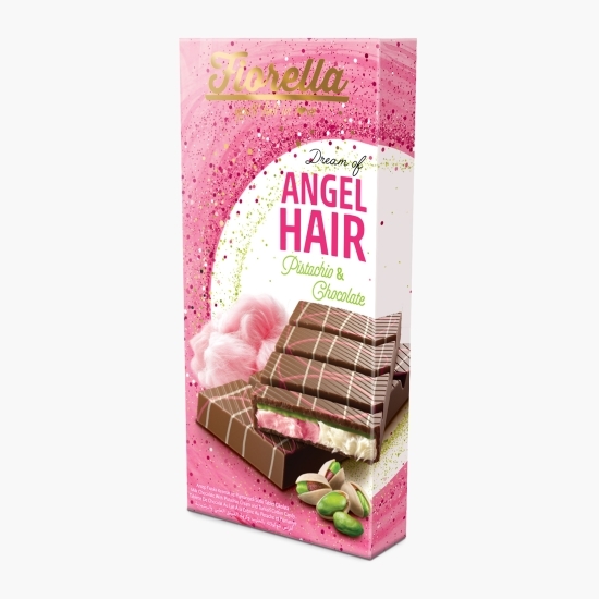 Ciocolată cu fistic și vată de zahăr Angel Hair, 150g