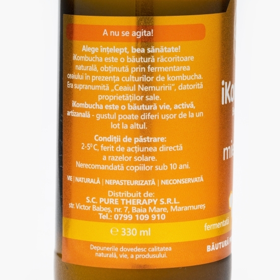Kombucha băutură probiotică energizantă cu miere și soc 330ml