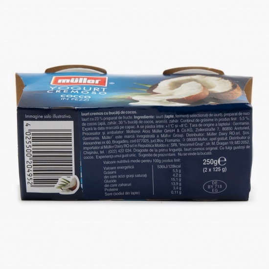 Pachet iaurt cu bucăți de cocos 2x125g
