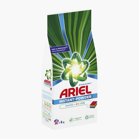 Detergent de rufe pudră automat instant Whites&Colors 80 spălări, 8kg