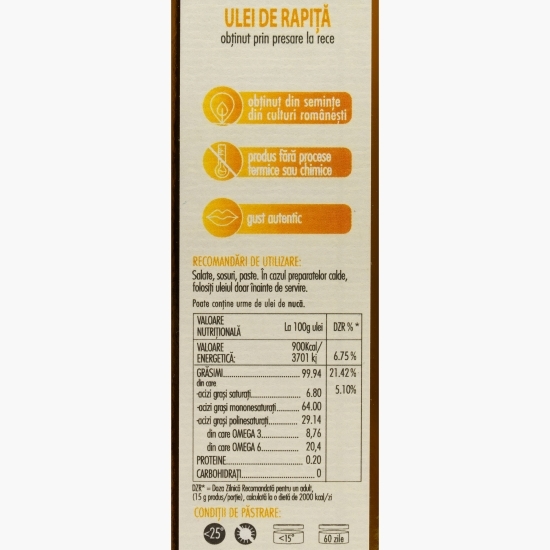 Ulei de rapiță presat la rece 250ml