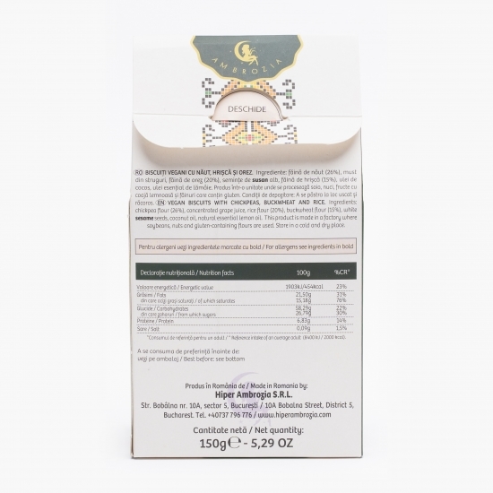 Biscuiți vegani cu năut, hrișcă și orez 150g