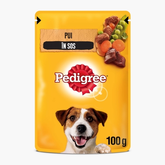 Hrană umedă pentru câini adulți, 100g, cu pui și legume în sos