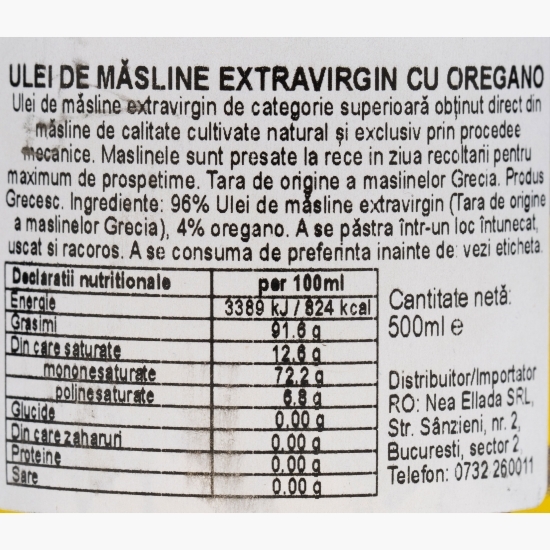 Ulei măsline extravirgin cu oregano 500ml