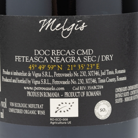 Vin roșu sec Fetească Neagră eco, 14.5%, 0.75l